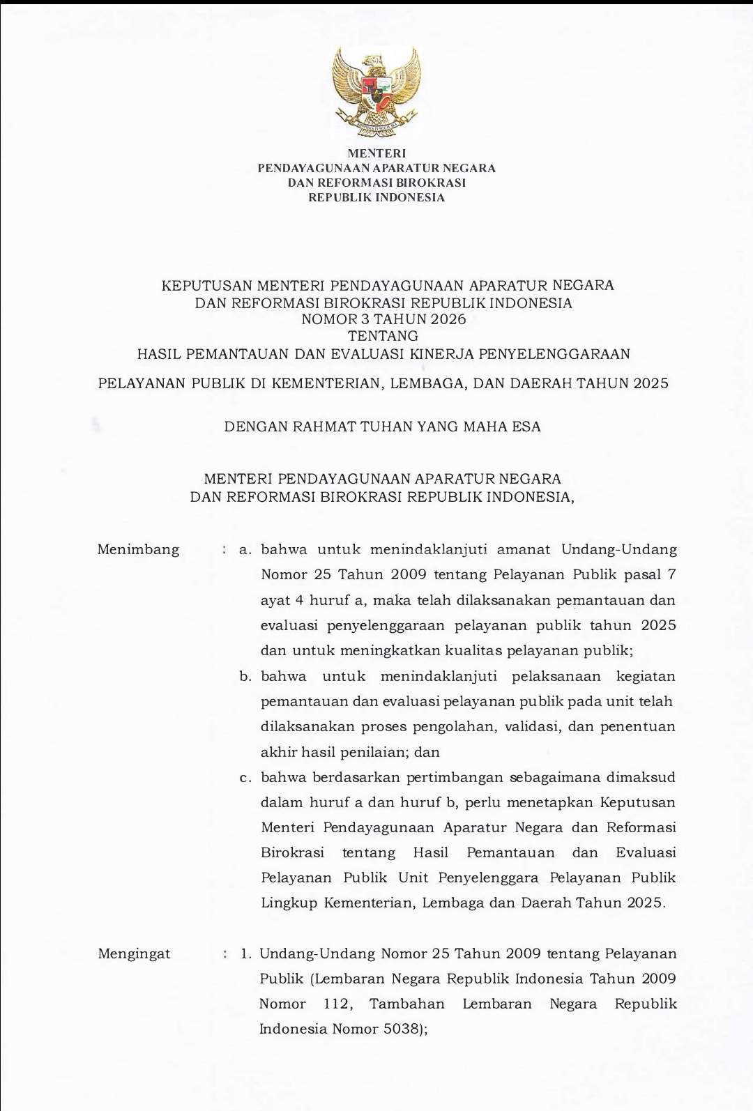 Paser Peroleh Nilai Tinggi Kinerja Pelayanan Publik